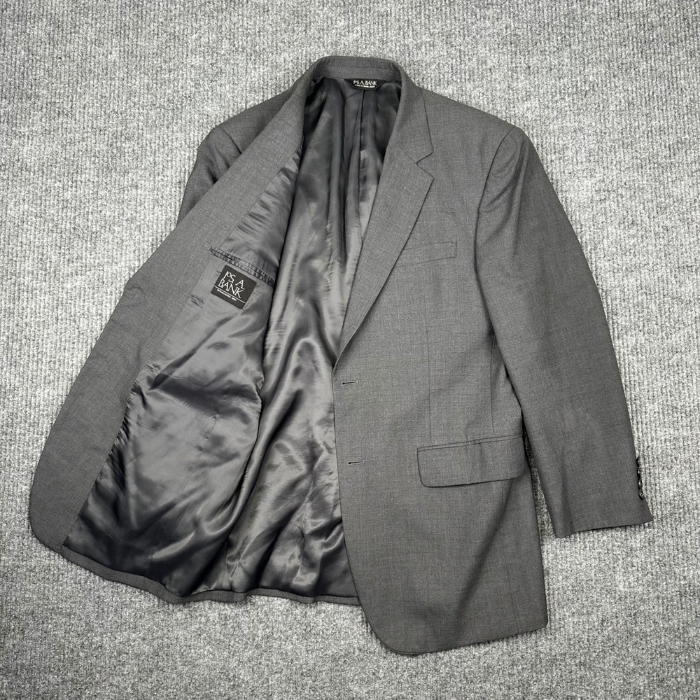 Jos. A. Bank Blazer Suit Jacket Mens 41R Gray 100% Wool 2-Button - Picture 2 of 13